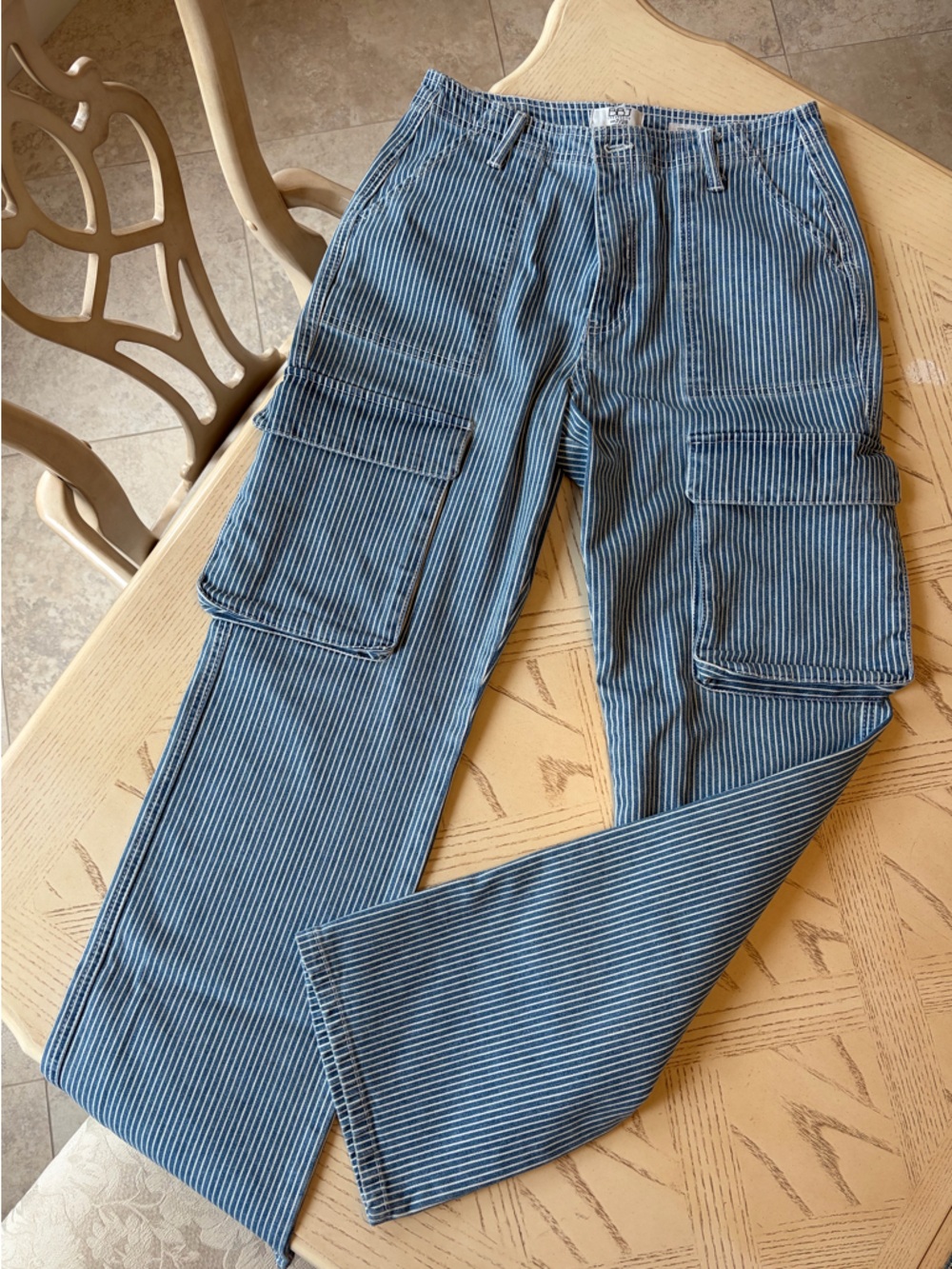 Railroad Striped Jeans / Straight Leg / Cargo Jeans